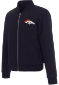 Denver Broncos Womens Reversible Fleece Zip Up Medium Weight Jacket - Navy Blue