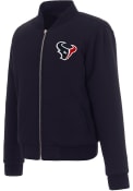 Houston Texans Womens Reversible Fleece Zip Up Medium Weight Jacket - Navy Blue