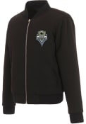 Seattle Sounders FC Womens Reversible Fleece Zip Up Medium Weight Jacket - Black