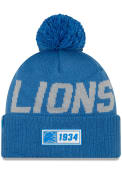 New Era Detroit Lions Blue 2019 Official Road Sport Knit Hat