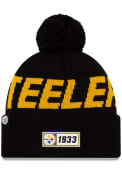 New Era Pittsburgh Steelers Black 2019 Official JR Road Sport Youth Knit Hat