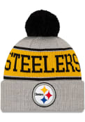 Pittsburgh Steelers New Era Stripe Cuff Pom Knit - Grey