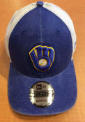 Milwaukee Brewers New Era Cooperstown Trucker 9FORTY Adjustable Hat - Blue