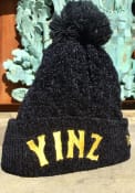 Pittsburgh Womens New Era Velour Cuff Pom Knit - Black