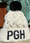 New Era Pittsburgh Womens Ivory Soft Sherpa Cuff Pom Knit Hat
