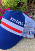 New Era Kansas Jayhawks Stripe Trucker 9TWENTY Adjustable Hat - Blue
