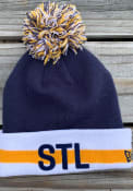 St Louis New Era Stripe Cuff Pom Knit - Navy Blue