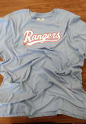 Texas Rangers New Era Script T Shirt - Light Blue