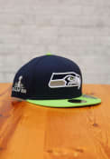 Seattle Seahawks New Era Super Bowl XLVIII Side Patch 59FIFTY Fitted Hat - Navy Blue