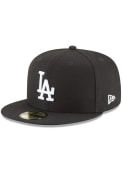 Los Angeles Dodgers New Era White Logo 59FIFTY Fitted Hat - Black