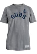 Chicago Cubs New Era PINSTRIPE RINGER Fashion T Shirt - Grey