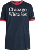 Chicago White Sox New Era BRUSHED BI-BLEND RINGER Fashion T Shirt - Navy Blue