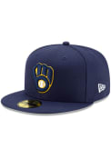 Milwaukee Brewers New Era AC On-Field Home 59FIFTY Fitted Hat - Navy Blue