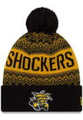 Wichita State Shockers Youth New Era Wichita State Black Wintry Pom JR Knit Knit Hat - Black