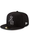 Chicago White Sox New Era Black with White Outline 59FIFTY Fitted Hat - Black