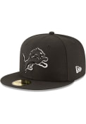 Detroit Lions New Era White Outline 59FIFTY Fitted Hat - Black