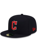 Cleveland Guardians New Era Road AC 59FIFTY Fitted Hat - Navy Blue