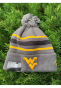 West Virginia Mountaineers New Era Cuff Pom Knit - Grey