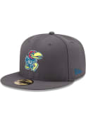 Kansas Jayhawks New Era Graphite 59FIFTY Fitted Hat - Grey