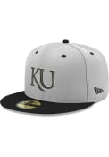 Kansas Jayhawks New Era White White 2T 59FIFTY Fitted Hat