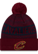 New Era Cleveland Cavaliers Maroon Wintry Pom 3 Knit Hat