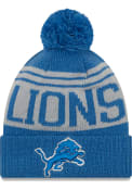 New Era Detroit Lions Blue Team Pride Pom Knit Hat