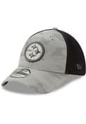Pittsburgh Steelers New Era Camo Front Neo 39THIRTY Flex Hat - Grey