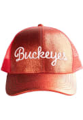 Ohio State Buckeyes Womens Glitter Script Adjustable - Red