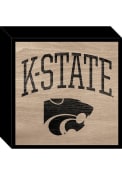 Brown K-State Wildcats Rustic Wood Block Sign