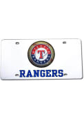 Texas Rangers Silver Inlaid Dome Car Accessory License Plate