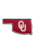 Oklahoma Sooners Red Domed Oklahoma Shaped Car Emblem - Crimson