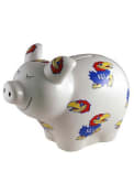 Kansas Jayhawks White Piggy Bank