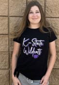 K-State Wildcats Womens Sophie Side Tie T-Shirt - Black