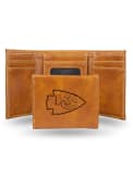 Kansas City Chiefs Laser Engraved Trifold Wallet - Brown