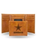 Dallas Cowboys Laser Engraved Trifold Wallet - Brown