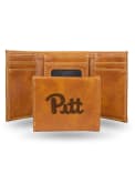 Pitt Panthers Laser Engraved Trifold Wallet - Brown