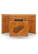 Detroit Red Wings Laser Engraved Trifold Wallet - Brown