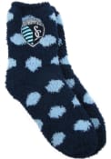 Sporting Kansas City Womens Fuzzy Dot Quarter Socks - Navy Blue