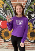 K-State Wildcats Womens Crop Sweater Fleece T-Shirt - Purple