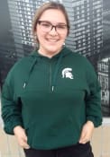 Michigan State Spartans Womens Cropped Quarter Zip Hooded Sweatshirt - Green