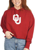 Oklahoma Sooners Womens Cropped French Terry Hooded Sweatshirt - Crimson
