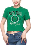 North Texas Mean Green Womens Cropped T-Shirt - Kelly Green