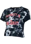 Cincinnati Bearcats Womens Tie Dye Crop T-Shirt - Black