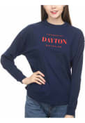 Dayton Flyers Womens Drop Shoulder T-Shirt - Navy Blue