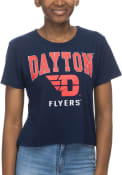 Dayton Flyers Womens Crop T-Shirt - Navy Blue
