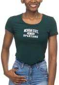 Michigan State Spartans Womens Crop V Hem T-Shirt - Green