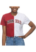 Oklahoma Sooners Womens Crop Colorblock Zipper T-Shirt - Crimson