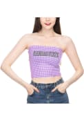 Lavender Womens K-State Wildcats Gingham Tube Top Tank Top