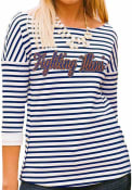 Illinois Womens Side-Button Stripe Navy Blue T-Shirt