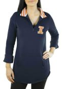 Illinois Fighting Illini Womens Gameday Couture Tunic Fleece 1/4 Zip Pullover - Navy Blue